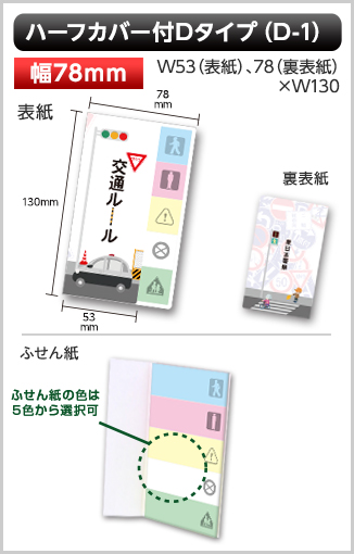 ハーフカバー付ふせん　D-1タイプ画像